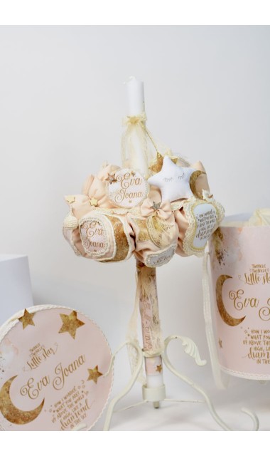 Lumanare de botez pentru fetite personalizata, 65x4cm, Twinkle Little Star  1